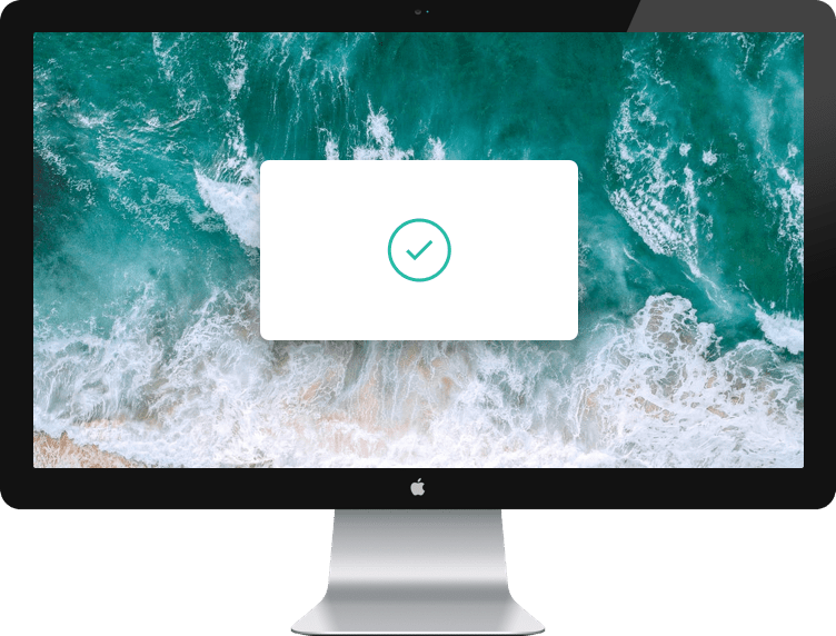 Mac screen displaying waves with a checkbox icon on top